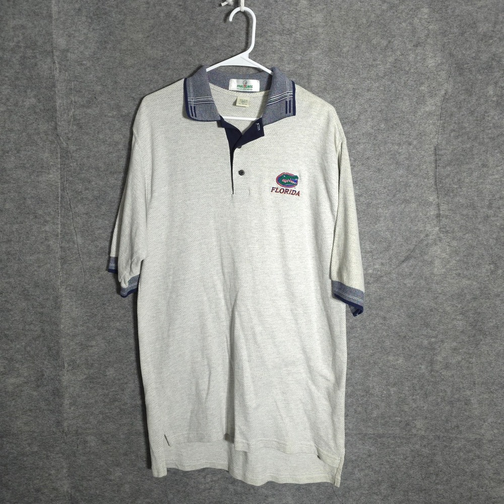 VTG Florida Gators Polo Mens L Gray NCAA Embroidered Cotton Mullygans Unlimited